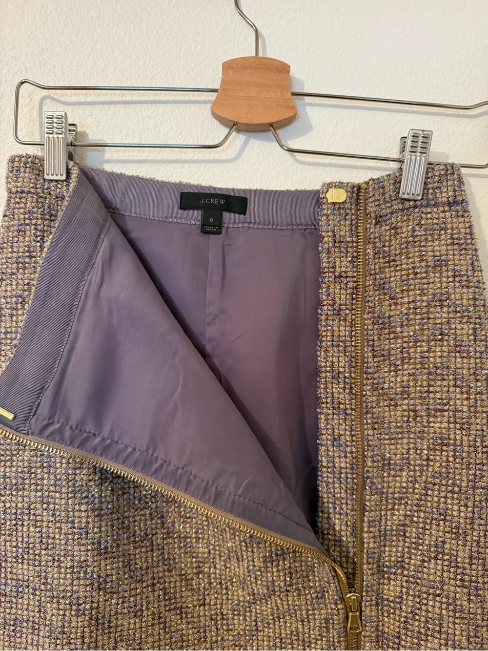 J. Crew Tweed Pencil Skirt with Gold Zip - Neutral Mix - Picture 6 of 8